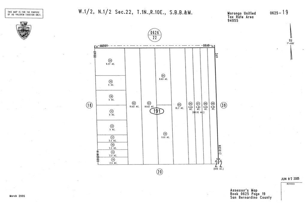 Assessor parcel map for 5305 Godwin Rd, Twentynine Palms